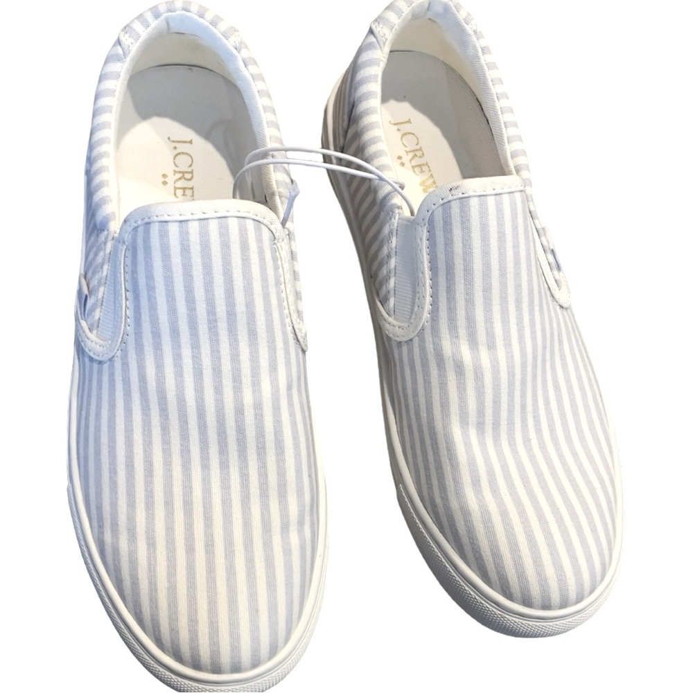 New! J Crew Striped Canvas Slip-on Sneakers